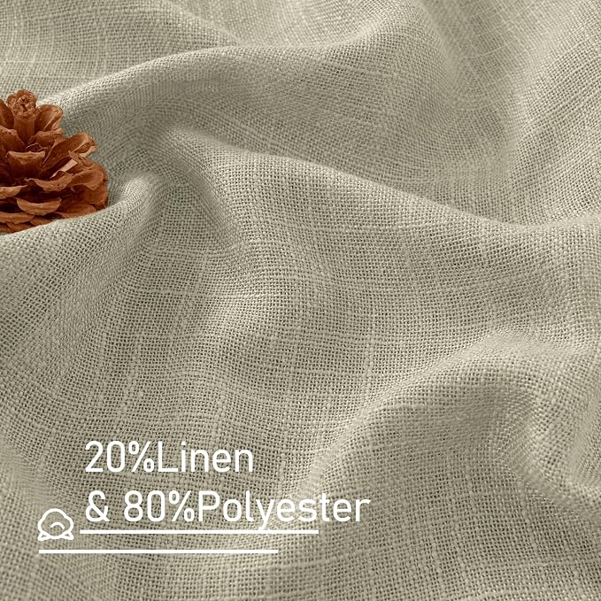 Oatmeal Linen Curtains 54 Inch Length 2 Panels - Image 2