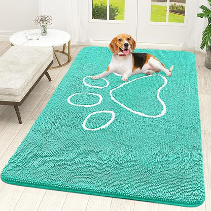 OLANLY Dog Door Mat for Muddy Paws 59x35, Paw Print Design Chenille Mud Mat | by OLANLY