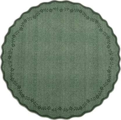 GarveeHome Round Rugs 4ft Scalloped Washable Small Circle Rug - Image 4