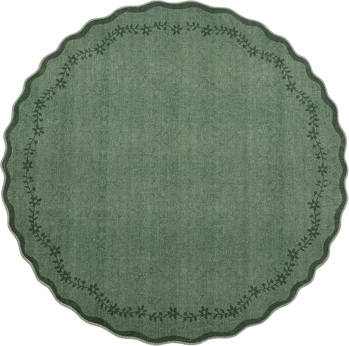 GarveeHome Round Rugs 6ft Scalloped Washable Circle Rug - Image 4