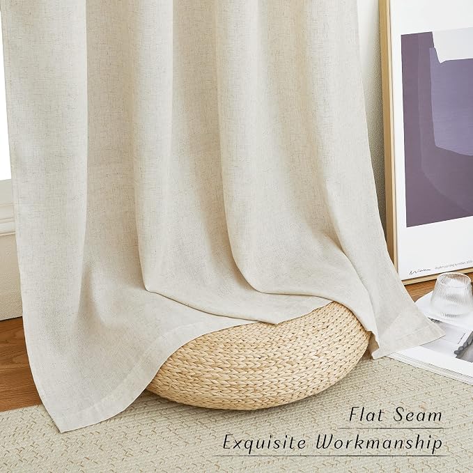 NICETOWN Natural Linen 54 inches Long Curtains - Image 7