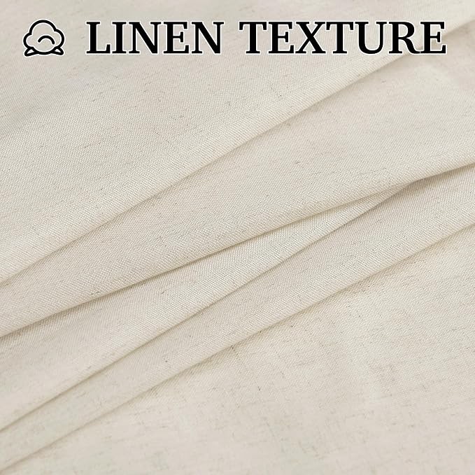 RYB HOME Farmhouse Boho Linen Sheer Curtains 90 inches Long - Image 4