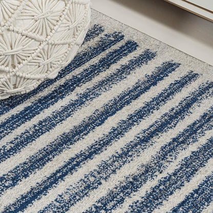 JONATHAN Y Khalil Modern Berber Stripe Cream/Navy Runner Rug, Contemporary - Image 6