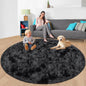7x7 ft Tie Dye Black Round Rug for Bedroom Room Fluffy Circle Rug Furry Carpet by JiaoBaba