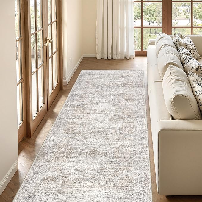 3x8 Runner Rug Non Slip, Washable Hallway Runner Rug, Taupe | Neutral Rugs - Image 5