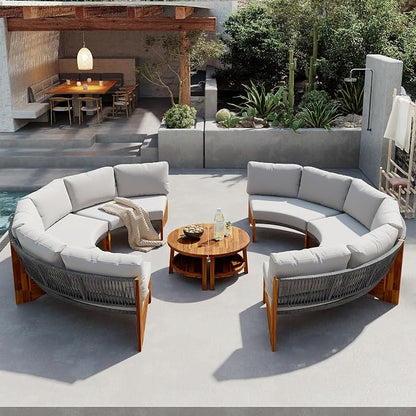 VilroCaz 3-Piece Outdoor Patio Furniture Sectional Sofa Set, 2 Semi-Circle Sofas - Image 2
