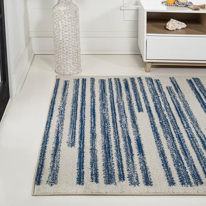 JONATHAN Y Khalil Modern Berber Stripe Cream/Navy Indoor Area Rug, Contemporary - Image 3