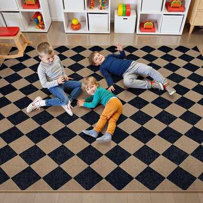 Lahome Checkered Easy Jute 6x9 Area Rugs, Outdoor Patio Rug Washable | - Image 8