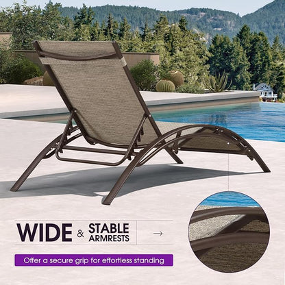 PURPLE LEAF Outdoor Oversized Chaise Lounge Chair Set of 3 Patio Pool Lounger - Image 7