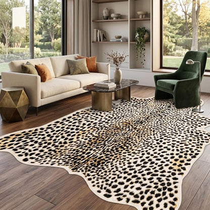 Cheetah Print Rug, Leopard Area Rug 4.6x5.7ft Faux Animal Print Skin Cheetah Rug - Image 6
