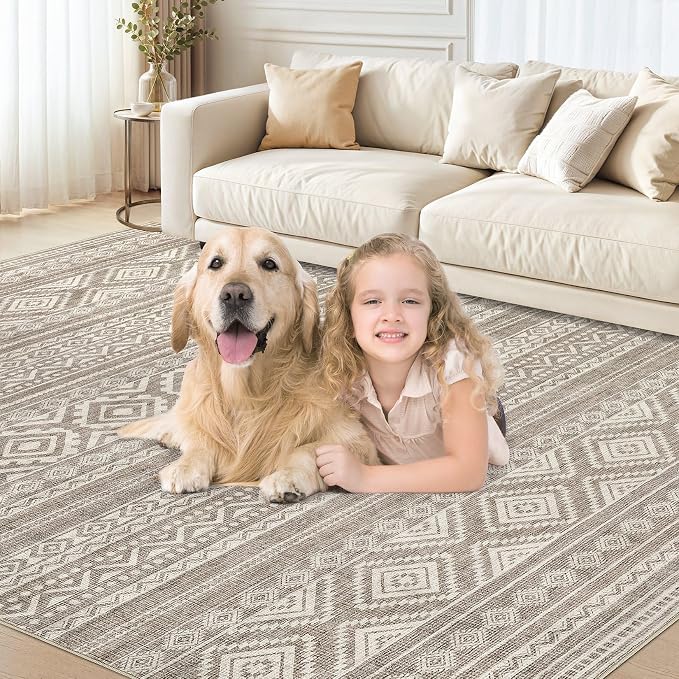 cotiled Boho 5x8 Area Rugs for Living Room: Soft Moroccan Washable Rug | Solve - Image 8