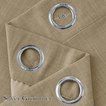 NICETOWN Short Faux Linen Oatmeal Blackout Curtains 63 inches Long - Image 2