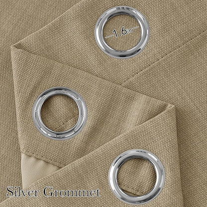 NICETOWN Faux Linen Oatmeal Blackout Curtains 84 inches Long - Image 2