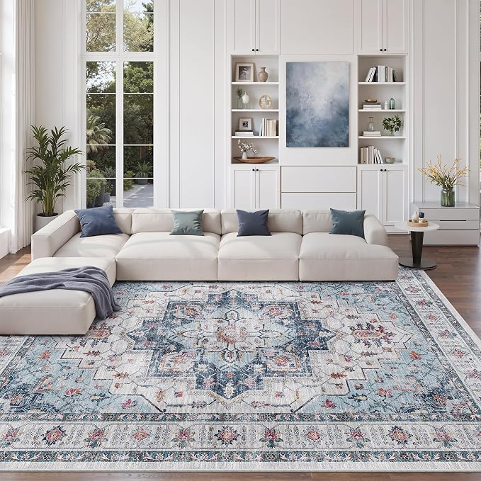 9x12 Area Rugs for Living Room, Large Washable Rug, Dining Room, Low Pile - Image 4