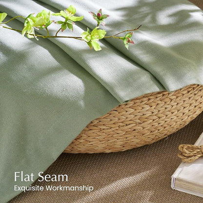 NICETOWN Thick Linen Greyish Green Curtains - Image 6