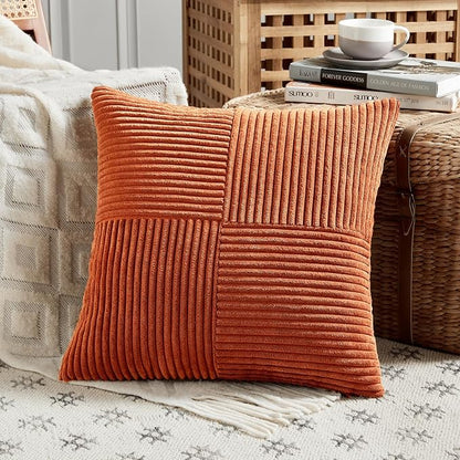 Fancy Homi Set of 2 Burnt Orange Decorative Throw Pillow Covers 26x26 Inch - Image 2