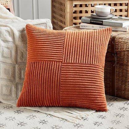 Fancy Homi Set of 2 Burnt Orange Decorative Throw Pillow Covers 16x16 Inch - Image 2
