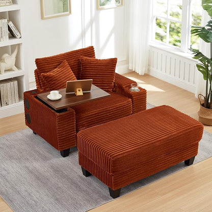 KEIKI Corduroy Storage Armrest Sofa, Single Versatile Seat by KEIKI