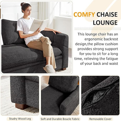 VANOMi Oversized 70.47'' Chaise Lounge Chair Indoor, Modern Upholstered Sofa Bed - Image 4