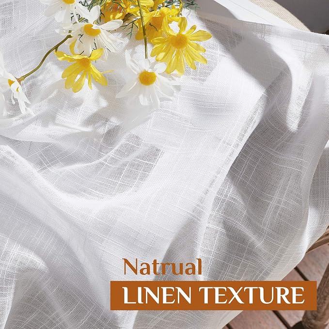 NICETOWN Semi Sheer Curtains 84 inches Length, Rod Pocket & Back Tab Linen - Image 5
