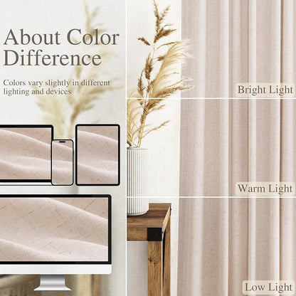 Natural White Linen Curtains 102 Inches Long - Image 3