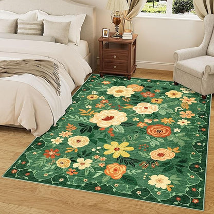 DUKINO 5x7 Area Rug Floral Washable Rug - Image 9