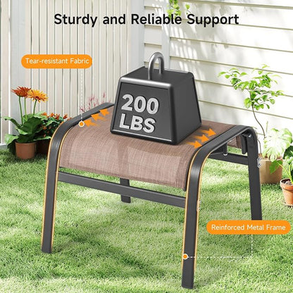 ONBRILL Outdoor Ottoman Set of 2, All Weather Outdoor Foot Stool - Image 4