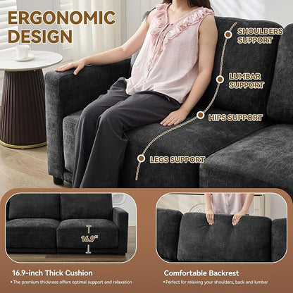 77.4" Chenille Modular Loveseat Oversized Upholstered 2 Seater Sectional Sofa - Image 3