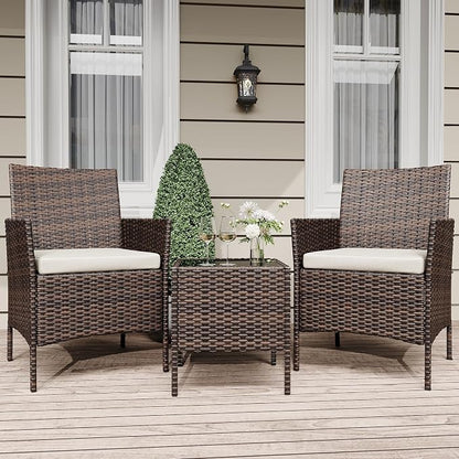 GarveeLife 3-Piece Patio Furniture Set, Rattan Outdoor Furniture by GarveeLife