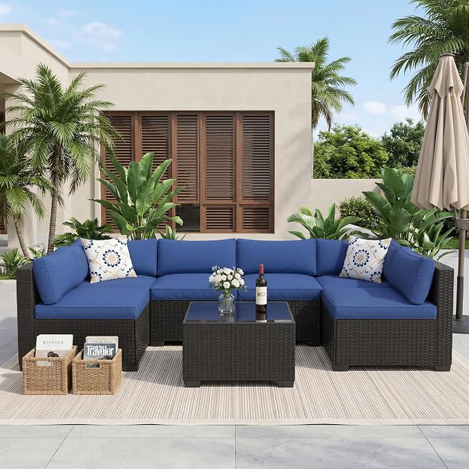 Garvee 7-Piece Outdoor Sectional Furniture Set, Patio Furniture Sets - Image 6