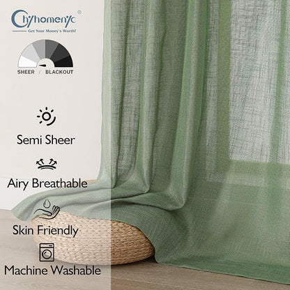 Chyhomenyc Semi Sheer Curtains 63 Inch Length 2 Panels - Image 2