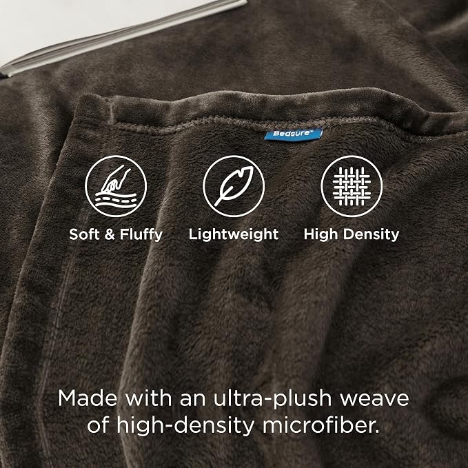 Bedsure GentleSoft Fleece Throw XL Blanket Brown - Image 3