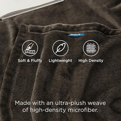 Bedsure GentleSoft Brown Fleece Blankets King Size - Image 3