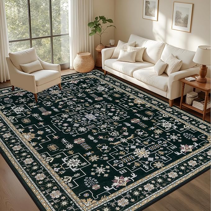 5x7 Area Rugs Living Room: Washable Vintage Rug by EXPEDIX