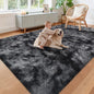 Black Grey Tie-Dyed Rug for Living Room 6x9 Fluffy Area Rug Mat Bedside Throw by JiaoBaba