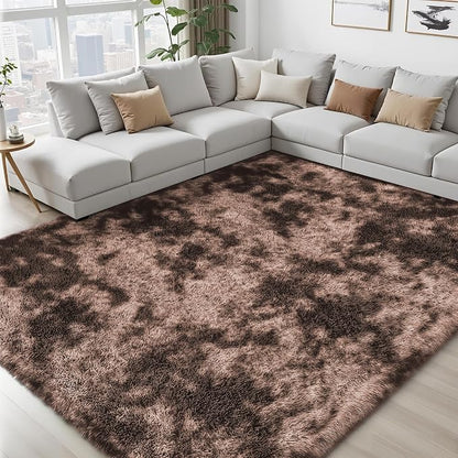 PLHXFR 8x10 Area Rug Living Room: Fluffy Bedroom Soft Shag Rug Coffee Brown | - Image 7
