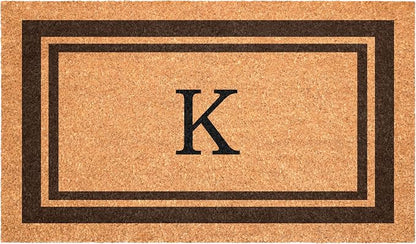 Calloway Mills 152982436K Brown Border 24" x 36" Monogram Doormat by Callowaymills