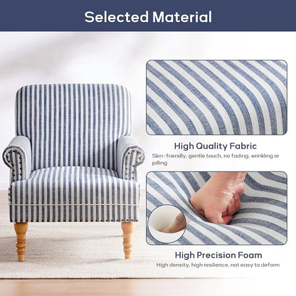 HUIMO Linen Fabric Accent Chair, Mid-Century Modern Armchair - Image 4