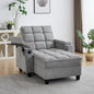 Oversized Recliner Chair with Swivel Tray Table, Modern Tufted Linen Fabric by Unknown