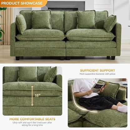 76'' Cloud Deep Seat Loveseat, Upholstered Chenille Modular 2-Seats Sectional - Image 3