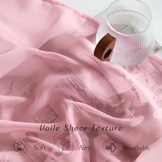 NICETOWN Voile Sheer Pink Curtains 90 inches Long - Image 6