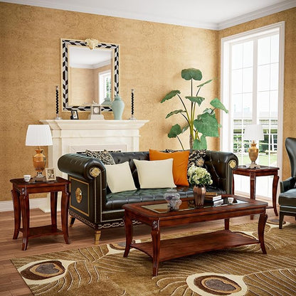 Traditional Distressed Farmhouse Style Coffee Table Set - Image 3