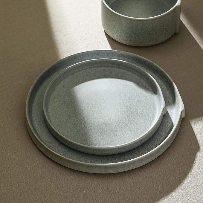 Stone Lain Bao 4-Piece Salad Plate Set Stoneware, Blue-Grey