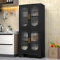 PAOFIN 61" Black Pantry Storage Cabinet, Kitchen Pantry Cabinet by PAOFIN