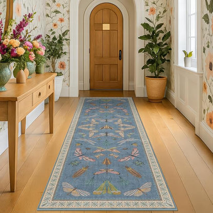 Blue Insect 2'6'' Wide 8' Long Hallway Runner Rug - Image 3
