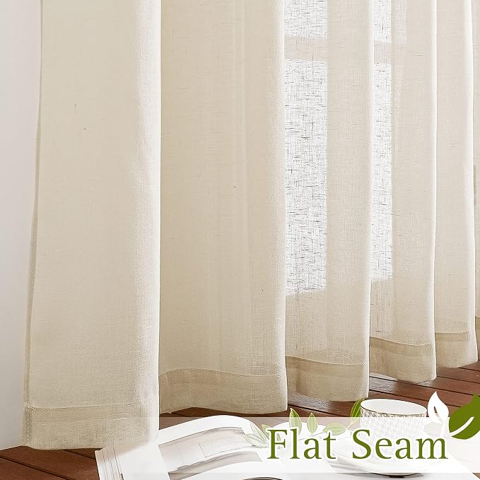 NICETOWN Flax Linen Extra Wide 100 Inch Curtain Panel-W100 x L96, Grommet Semi - Image 6