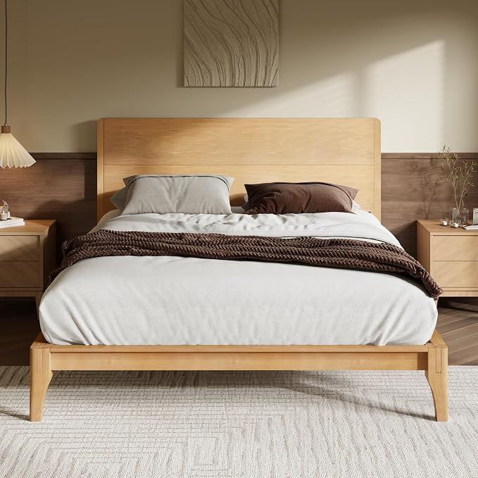 Merax Full Size Bamboo Platform Bed, Mid-Century Modern Bed Frame by Merax
