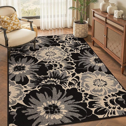 Findosom Washable Area Rug 4x6, Non Slip High-Low Textured Floral Rugs by Findosom
