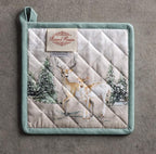 Maison d' Hermine Pot Holders Set 100% Cotton Heat Resistant Potholders 8" x 8" Hot Pads with Loop BBQ, Cooking, Baking, Grilling, Kitchen, Handling Hot Pans (Pack of 2, Deer in The Woods)