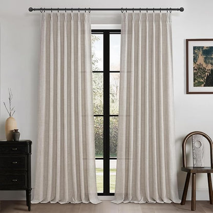 Greyish Brown Pleated 90 Inch Bedroom Curtains 2 Panels Set, Memory Shape Pinch by PleatedDrapes